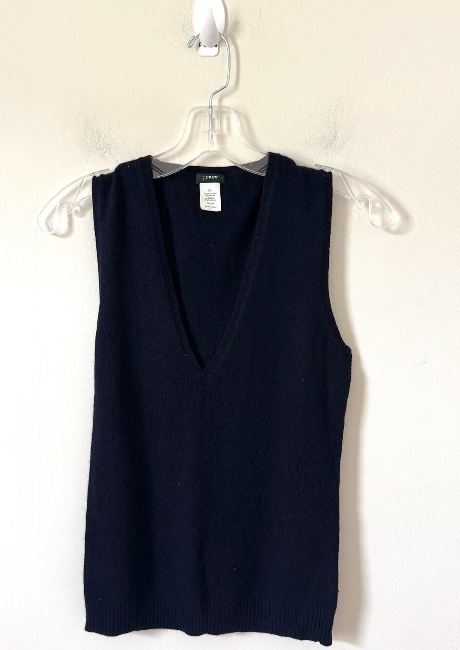 J.Crew Merino Angora Cashmere Blend Deep V-Neck Sweater Vest Dark Navy XS